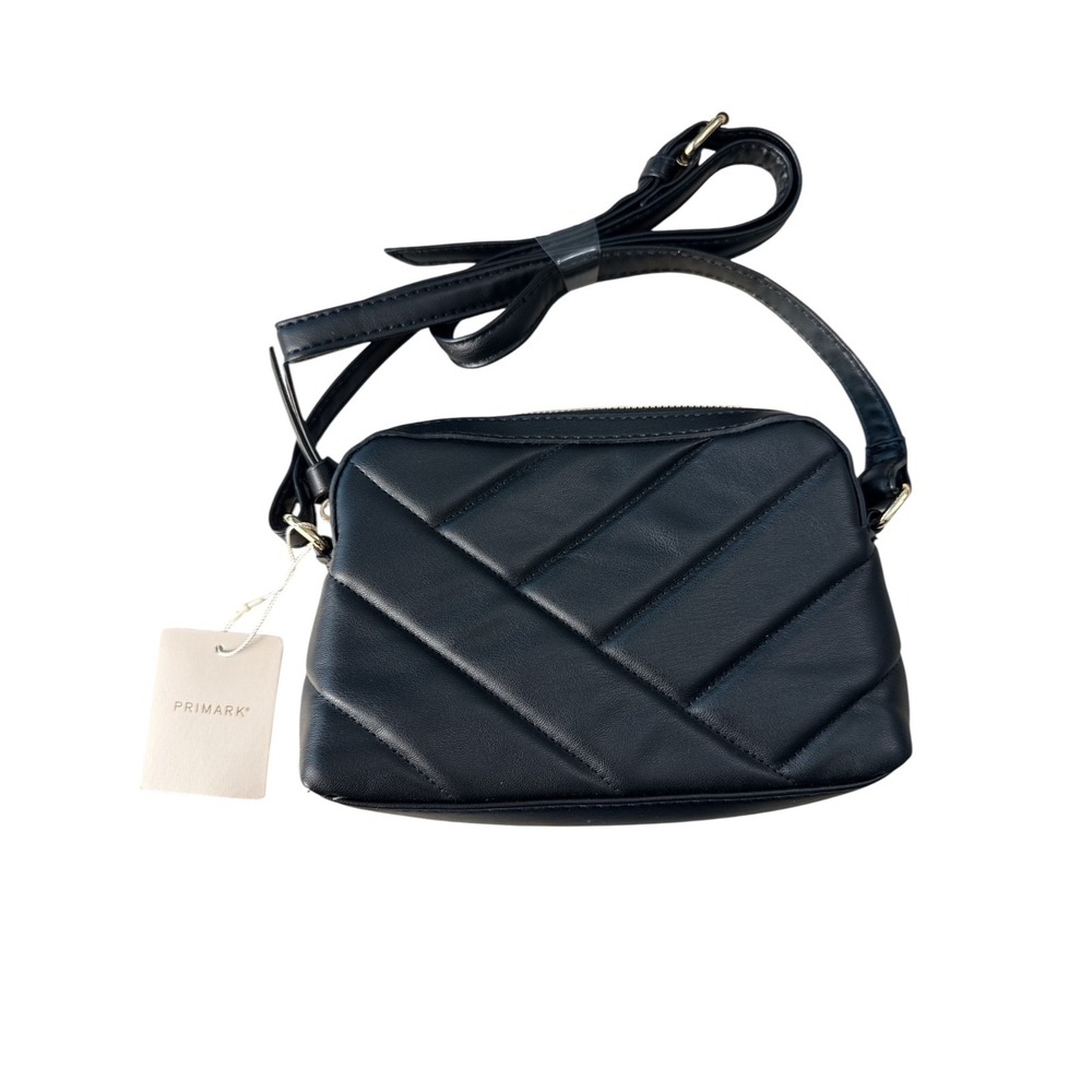 Primark Quilted Black Bag Chevron Crossbody Zip Adjustable Strap‎ Small NWT